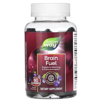 Поддержка памяти и концентрации, вкус винограда, Brain Fuel, Nature's Way, 60 жевательных конфет 2362110711 фото