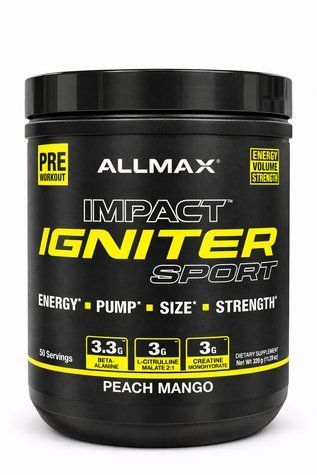 Передтренувальний комплекс ALLMAX Impact Igniter Sport персик і манго 320 грам 50 serv 2444836449 фото