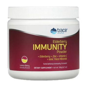 Посилення імунітету з бузиною, смак лимона та ягід, Elderberry Immunity Powder, Trace, 190 г 2252120970 фото
