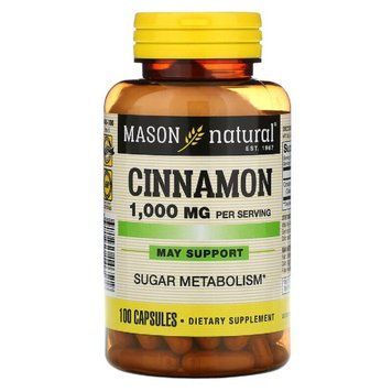 Корица 1000 мг, Cinnamon, Mason Natural, 100 капсул 1486781169 фото