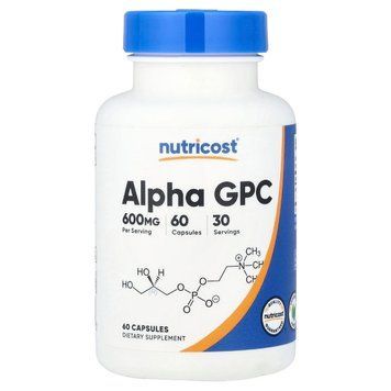 Альфа-глицерилфосфорилхолин, 600 мг, Alpha GPC, Nutricost, 60 капсул 3085700600 фото