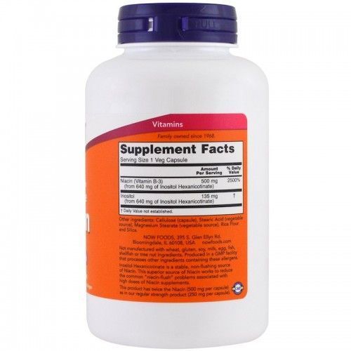 NOW Flush-Free Niacin 500 mg 90 caps 1312259089 фото
