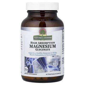 Магний глицинат высокой усвояемости, Magnesium Glycinate, High Absorption, Nature's Answer, 90 вегетарианских капсул 3085700638 фото