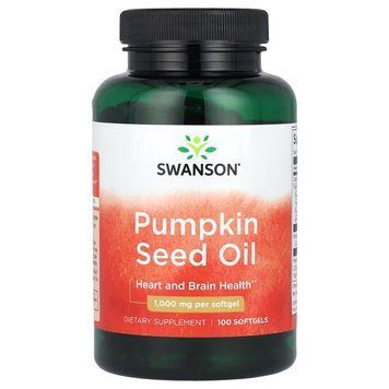 Олія насіння гарбуза, 1000 мг, Pumpkin Seed Oil, Swanson, 100 гелевих капсул 3033459879 фото