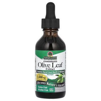 Экстракт листьев оливы без спирта, 1500 мг, Olive Leaf Extract, Nature's Answer, 60 мл 2237768283 фото