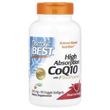 Коэнзим Q10 высокой абсорбации с Биоперином, 300 мг, High Absorption CoQ10 with BioPerine, Doctor's Best, 90 вегетарианских капсул 2454432235 фото
