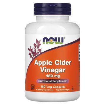 Яблочный уксус, 450 мг, Apple Cider Vinegar, Now Foods, 180 вегетарианских капсул 2026890584 фото