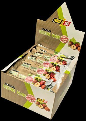 Батончик протеиновый энергетический без сахара для спортсменов Power Pro Vegan bar 60 g. х 20 шт. с орехами, сухофруктами, злаками 1427607762 фото