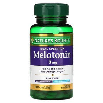 Мелатонин двойного спектра, 5 мг, Melatonin Dual Spectrum, Nature's Bounty, 60 таблеток 2055388580 фото