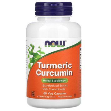 Куркума та куркумін, Turmeric Curcumin, Now Foods, 60 вегетаріанських капсул 1920130344 фото