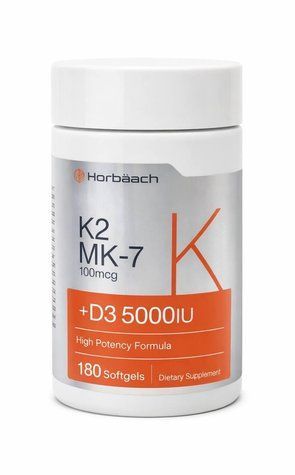 Витамин К2 100 mcg + Д3 5000 Horbaach 180 caps ля поддержания здоровья костей, сердечно-сосудистой системы и иммунитета / K2 + D3 2523402915 фото