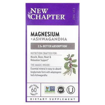 Магній і Ашваганда, Magnesium + Ashwagandha, New Chapter, 60 таблеток 2599747528 фото