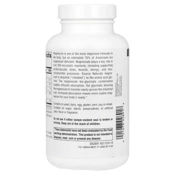 Магний глицинат, Magnesium Glycinate, Source Naturals, 120 таблеток 3044664458 фото