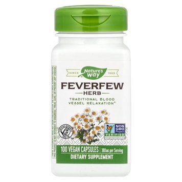 Піретрум дівочий (дівчина піжма), 380 мг, Feverfew Herb, Nature's Way, 100 вегетаріанських капсул 2362110704 фото