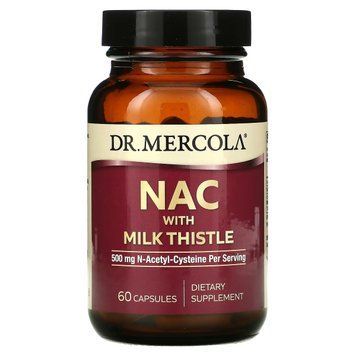 NAC с расторопшей, 500 мг, NAC with Milk Thistle, Dr. Mercola, 60 капсул 1389500116 фото
