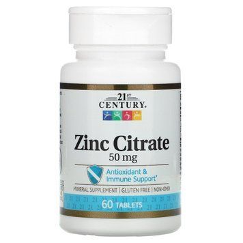 Цитрат цинку, 50 мг, Zinc Citrate, 21st Century, 60 таблеток 1683970010 фото