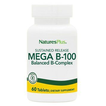 B-комплекс медленного высвобождения, MEGA В-100, Natures Plus, 60 таблеток 1231689757 фото