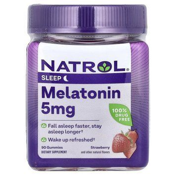 Мелатонин, 5 мг, Со Вкусом Клубники, Natrol, 90 жевательных таблеток 2056096480 фото