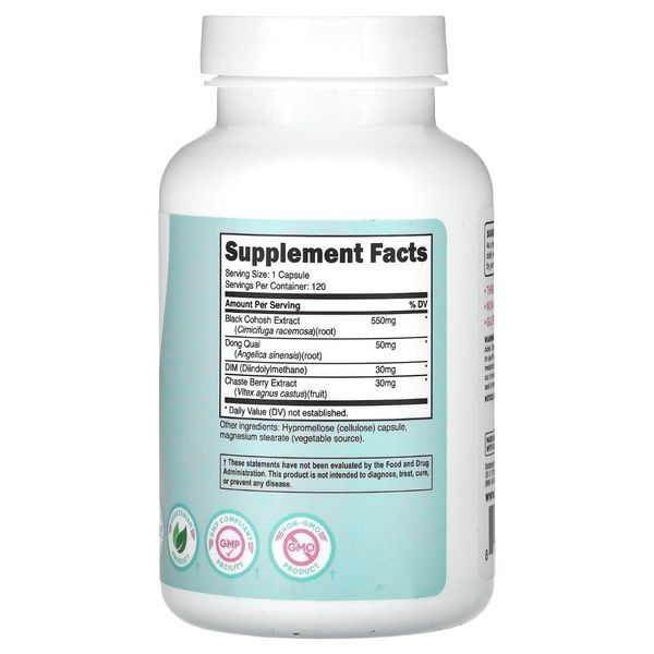 Комплекс для жінок із бавовною, Women, Black Cohosh with Dong Quai, DIM & Chaste Berry Extract, Nutricost, 120 капсул 3085700605 фото