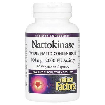 Наттокиназа, 100 мг, Nattokinase, Natural Factors, 60 вегетарианских капсул 2424136221 фото