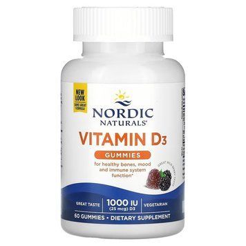 Витамин D3, 25 мкг (1000 МЕ), вкус ягод, Vitamin D3, Nordic Naturals, 60 жевательных конфет 2866410600 фото