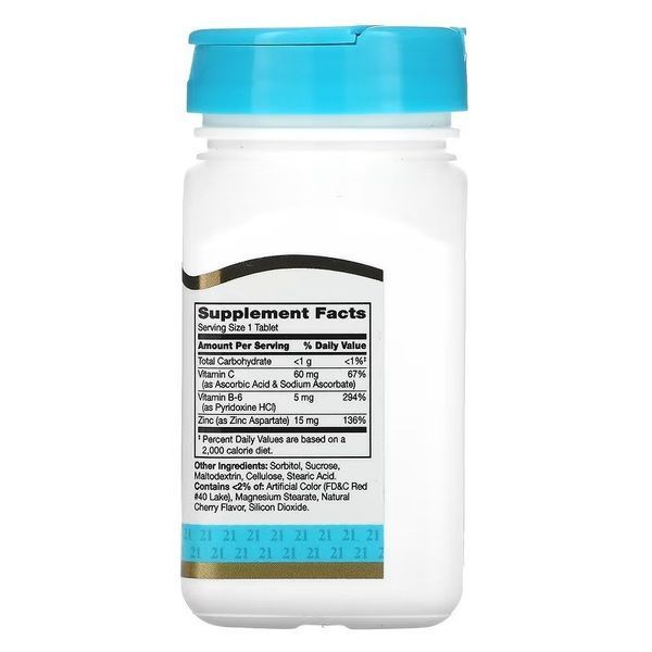 Цинк с витаминами С и В6, вкус вишни, Zinc Plus Vitamins C & B-6, 21st Century, 90 жевательных таблеток 3033459924 фото