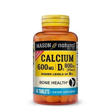 Кальций 600 мг с Витамином D3 800 МЕ, Calcium 600 mg with Vitamin D3 800 IU, Mason Natural, 60 таблеток 2604846350 фото