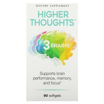 Поддержка работы мозга, 3 Brains, Higher Thoughts, Natural Factors, 90 гелевых капсул 2424136245 фото