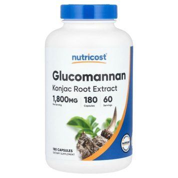 Глюкоманнан, экстракт корня конжака, 1800 мг, Glucomannan Konjac Root Extract, Nutricost, 180 капсул 3085700585 фото