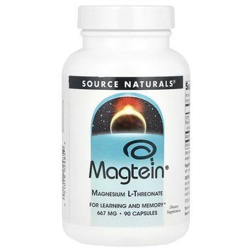 Магний L-треонат, Magtein, Magnesium L-Threonate, Source Naturals, 90 капсул 2619646964 фото
