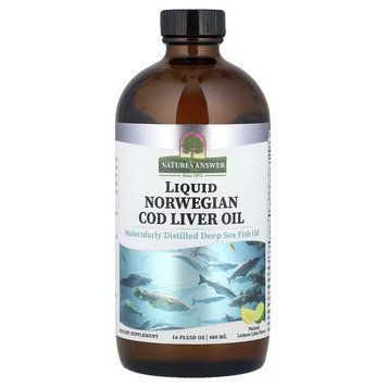 Жир Печиво Дикої Норвезької Трески, смак лимон-лайм, Liquid Norwegian Cod Liver Oil, Nature's Answer, 480 мл 2675465673 фото
