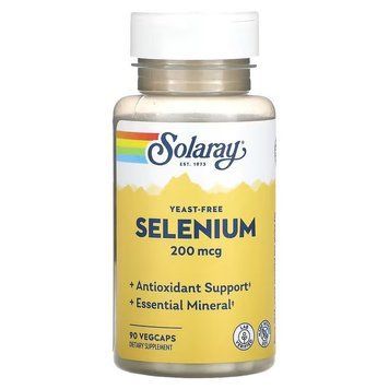 Селен бездрожовий, 200 мкг, Yeast-Free Selenium, Solaray, 90 вегетаріанських капсул 2556491087 фото
