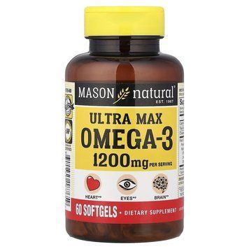 Омега-3, 1200 мг, Ultra Max Omega-3, Mason Natural, 60 гелевих капсул 3033459915 фото