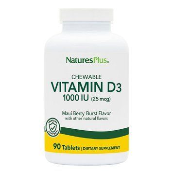 Жевательный витамин D3 для взрослых, Вкус ягод, 1000 МЕ, Natures Plus, 90 таблеток 1224111288 фото