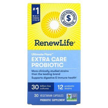 Пробиотик, 30 млрд КОЕ, Ultimate Flora Extra Care Probiotic, Renew Life, 30 вегетарианских капсул 1683970641 фото