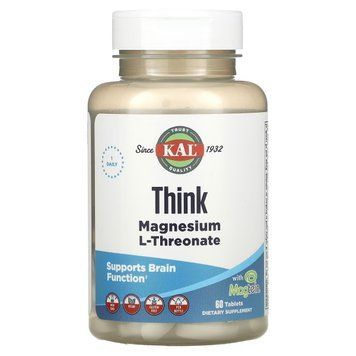 Магний L-Треонат, Think Magnesium L-Threonate, KAL, 60 таблеток 2026890277 фото