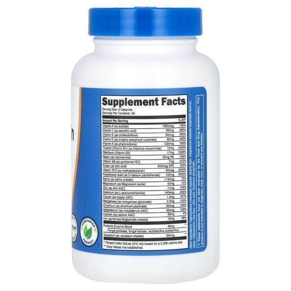 Мультивитамины с пробиотиками, Multivitamin, Probiotics + 22 Vitamins & Minerals, Nutricost, 120 капсул 3085700589 фото