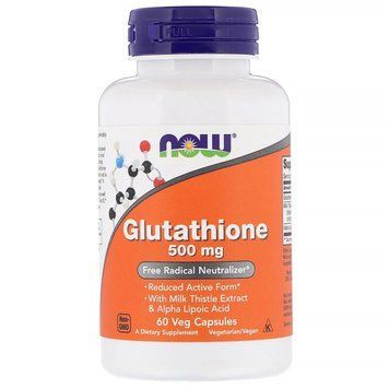 Глутатион, Glutathione, Now Foods, 500 мг, 60 вегетарианских капсул 2026889399 фото