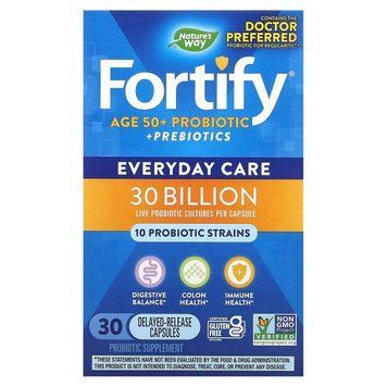 Пробиотики и пребиотик для взрослых 50+, 30 млрд КОЕ, Age 50+ Probiotic+Prebiotics, Nature's Way, 30 2056096507 фото