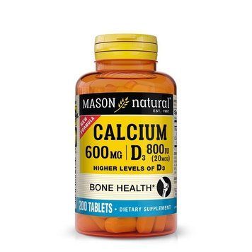Кальций 600 мг с Витамином D3 800 МЕ, Calcium 600 mg with Vitamin D3 800 IU, Mason Natural, 200 таблеток 2604846351 фото