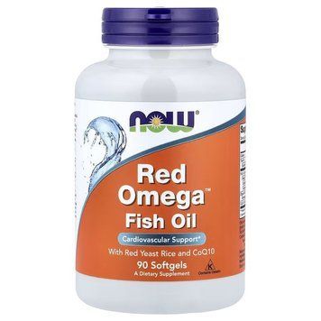 Красный рис, Омега и Коэнзим, Red Omega Fish Oil With Red Yeast Rice and CoQ10, Now Foods, 90 гелевых капсул 3033459481 фото