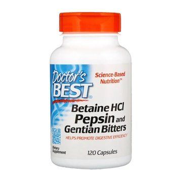 Бетаин HCL и Пепсин, Betaine HCL & Pepsin, Doctor's Best, 120 капсул 1298200523 фото
