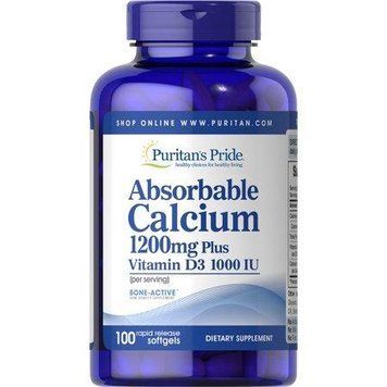 Puritan's Pride Absorbable Calcium + Vitamin D Softgels, 1200mg 25mg 100soft 1006295943 фото