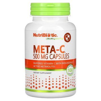 Буферизований вітамін C з метаболітами, 500 мг, Meta-C, Immunity, NutriBiotic, 100 капсул 2224276942 фото