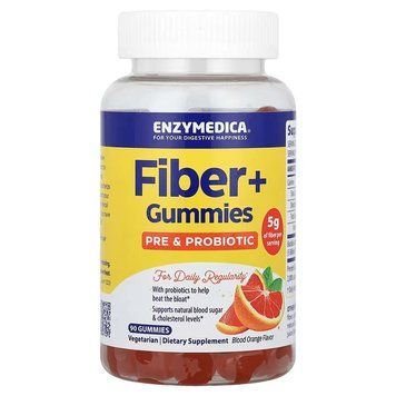 Клітковина +, з пребіотиками та пробіотиками, смак червоного апельсина, Fiber +, Enzymedica, 60 жувальних цукерок 2224277022 фото