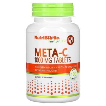 Буферизований вітамін C з метаболітами, 1000 мг, Meta-C, Immunity, NutriBiotic, 100 таблеток 2224276943 фото