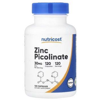 Цинк піколінат, 30 мг, Zinc Picolinate, Nutricost, 120 капсул 3085700608 фото