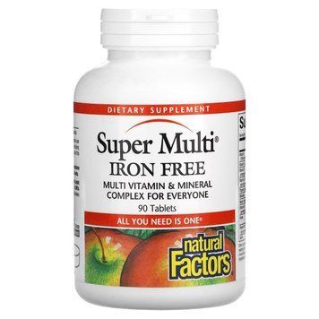 Супер-Мультивітамін, без заліза, Super Multi, Natural Factors, 90 таблеток 2252120982 фото