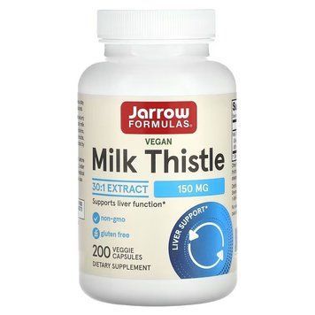 Экстракт расторопши, 150 мг, Vegan Milk Thistle, Jarrow Formulas, 200 вегетерианских капсул 2762860096 фото