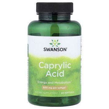 Каприлова кислота, 600 мг, Caprylic Acid, Swanson, 60 гелевих капсул 3033459878 фото